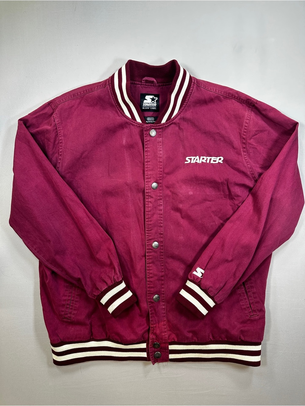 Starter Men's Burgundy Varsity Bomber Jacket XXL